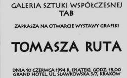 Tomasz Rut - wernisaż i wystawa grafiki - Grand Hotel, Kraków, 10.06.1994